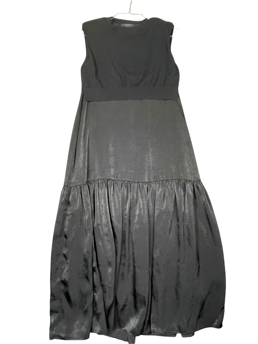 All Saints Eden 2-in-1 Woven Luxury Minimalist Whimsigoth Edgy Midi Dress - Sz M
